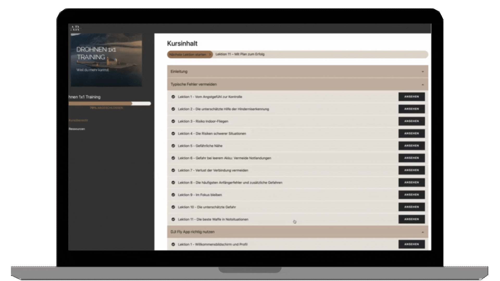 Drohnen 1×1 online Kurs Landingpage Angebot nach Videotraining